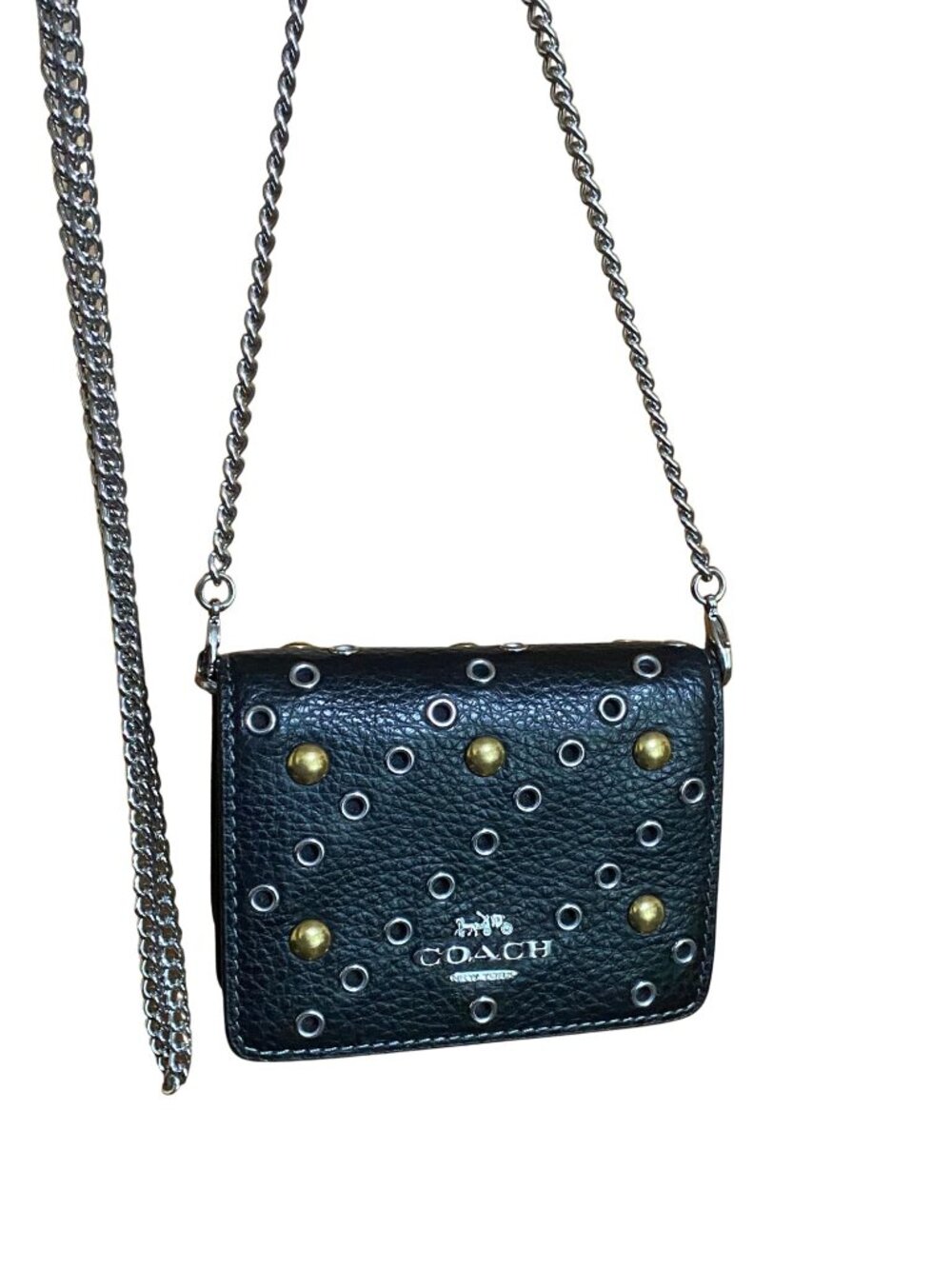 Coach Klare Crossbody + Matching Studded Wallet on Chain Set Black Multi Rivets - Picture 14 of 14